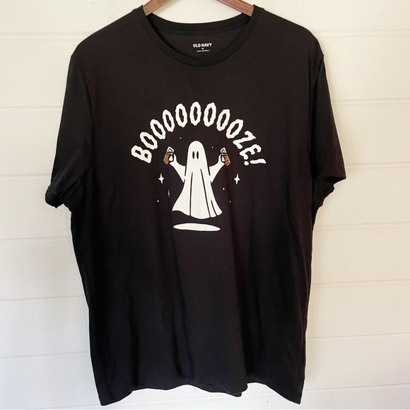 Old Navy Unisex Short Sleeve Crewneck Cotton Blend Black Ghost Tee Size XL - Picture 1 of 6